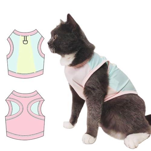 Hundeshirt mit D-Ring, Sonnenschutz, Sommer-Haustierkleidung für kleine Hunde, Jungen, Mädchen, kühlende Weste, Sommer-T-Shirt, Welpen, ärmelloses Tanktop (Iced Macaron, Größe S für 1,4-2,5 kg von IMDOUBLEDOU