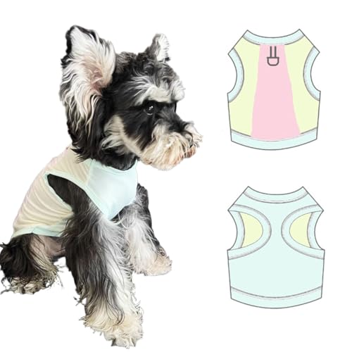 Hundeshirt mit D-Ring, Sonnenschutz, Sommer-Haustierkleidung für kleine Hunde, Jungen, Mädchen, kühlende Weste, Sommer-T-Shirt, Welpen, ärmelloses Tanktop (Pink Mist Aurora, Größe M für 2,3-3,9 kg von IMDOUBLEDOU