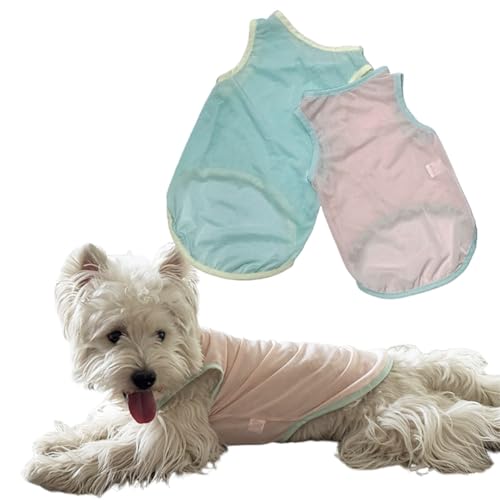 Kühl-Shirts für kleine Hunde, ärmellose Hundeweste, leicht, atmungsaktiv, Sommer-Tanktop, Sonnenschutz-Shirts für Hunde, Katzen, Haustierbekleidung (Mintgrün, Rosa, Größe L für Haustiere von 3,9–5,4 von IMDOUBLEDOU