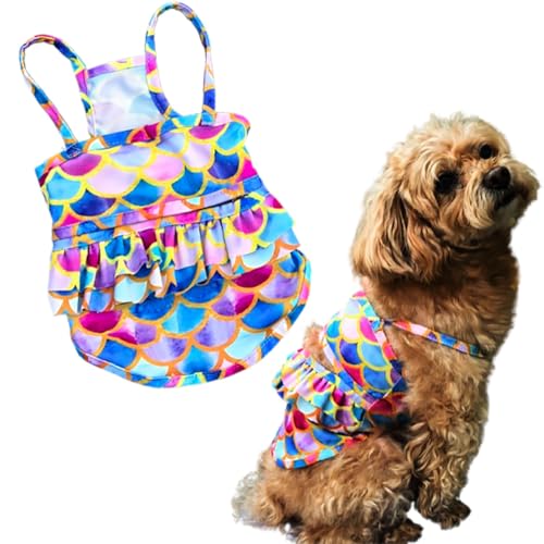 Lustige Hunde-Bademode, Bikini, Sommer, Hundekleidung, Strand-Badeanzug, Welpen-Badeanzug, Welpenweste, kühlendes Haustier-Shirt für kleine Hunde, Katzenbekleidung (Meerjungfrau, XS) von IMDOUBLEDOU