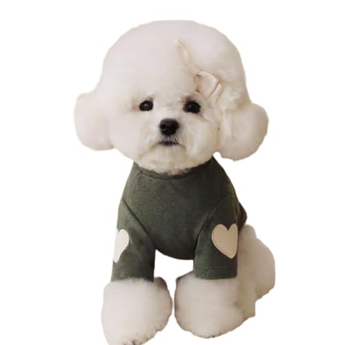 Pullover für kleine Hunde und Mädchen und Jungen, Herz-Liebesmuster, Welpenkleidung, Welpen-Pullover-Outfit (Dunkelgrün, XS) von IMDOUBLEDOU