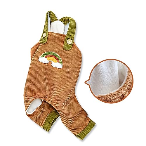 Rainbow Dog Cord Overalls Jumpsuit Cute Dog Bib Top Pants Pet Dogs Cord Clothing French Bulldog Puppy Dog Costume for Small Medium Dogs Outfit (Large Size for 3.2-4.5kg Pets, Caramel Brown) von IMDOUBLEDOU