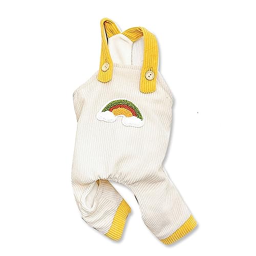 Rainbow Dog Cord Overalls Jumpsuit Cute Dog Bib Top Pants Pet Dogs Cord Clothing French Bulldog Puppy Dog Costume for Small Medium Dogs Outfit (Medium Size for 5-7Lbs Pets, Cream White) von IMDOUBLEDOU