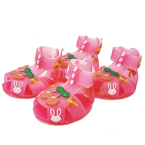 Süße Sommer-Hundeschuhe, süße Kirsche, Welpensandalen, Haustier-Gelee-Schuhe, flache Hundestiefel, Pfotenschutz für den Sommer, Hot Pavement (Candy Pink, Nr. 5: 6,4 x 4,8 cm (Länge x Breite) von IMDOUBLEDOU