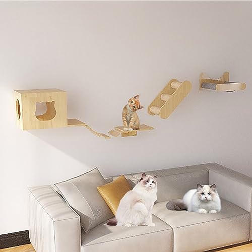 Katzen Kletterwand, Kletterwand Katzen, Katzen Wand Klettern, Kitten Activity Center, Eiche, Platzsparend, Einfache Installation (Size : B4) von IMIDIA