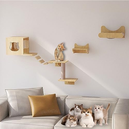 Katzen Kletterwand, Kletterwand Katzen, Katzen Wand Klettern, Kitten Activity Center, Eiche, Platzsparend, Einfache Installation (Size : B6) von IMIDIA