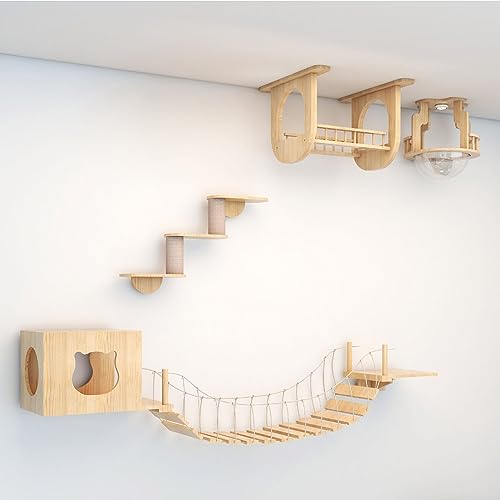Kletterwand Katzen, Katzen Kletterwand, Katzenwandmöbel aus Holz, Katzenregale und Sitzstangen für die Wand, Geschenk für Katze (Size : Combo1) von IMIDIA