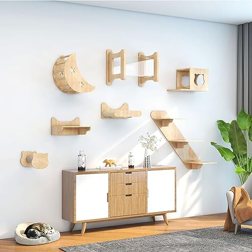 Kletterwand Katzen, Katzen Kletterwand, Katzenwandmöbel aus Holz, Katzenregale und Sitzstangen für die Wand, Geschenk für Katze (Size : Combo4) von IMIDIA