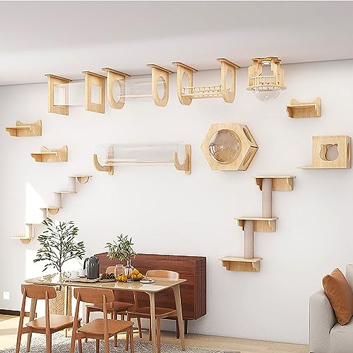 Kletterwand Katzen, Katzen Kletterwand, Katzenwandmöbel aus Holz, Katzenregale und Sitzstangen für die Wand, Geschenk für Katze (Size : Combo9) von IMIDIA