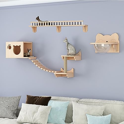 Kletterwand Katzen, Katzen Kletterwand, Kratzbaum Wand, Eiche, Platzsparend, mit Reserviertem Loch, Einfache Installation (Size : B2) von IMIDIA