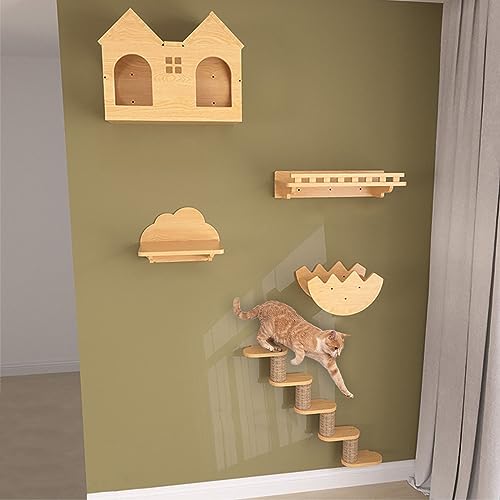 Kletterwand Katzen, Katzenkletterwand, Katzen Kletterwand, Kratzbaum Wand, Massives Kiefernholz, Platzsparend, Geschenk für Katze (Size : B1) von IMIDIA