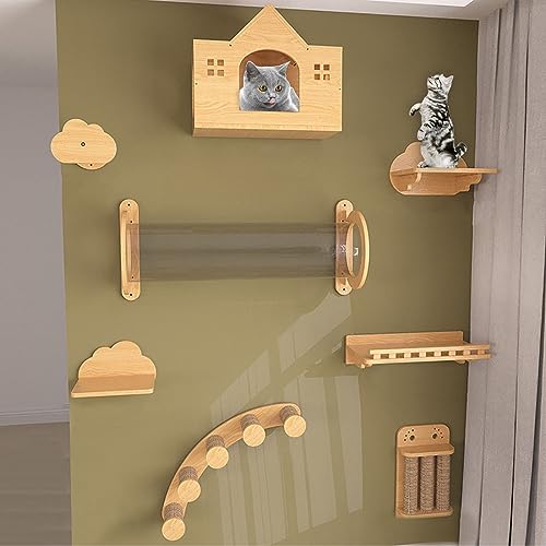 Kletterwand Katzen, Katzenkletterwand, Katzen Kletterwand, Kratzbaum Wand, Massives Kiefernholz, Platzsparend, Geschenk für Katze (Size : B4) von IMIDIA