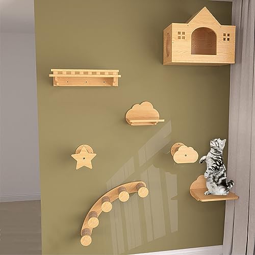 Kletterwand Katzen, Katzenkletterwand, Katzen Kletterwand, Kratzbaum Wand, Massives Kiefernholz, Platzsparend, Geschenk für Katze (Size : B5) von IMIDIA