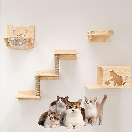 Kletterwand Katzen, Kratzbaum Wand, Katzenwand, Katzen-Wandregale, Platzsparend, zum Klettern, Schlafen, Spielen (Size : B4-8PCS) von IMIDIA