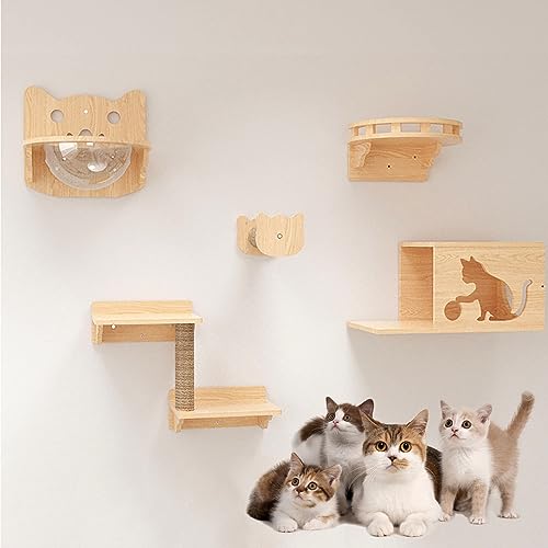 Kletterwand Katzen, Kratzbaum Wand, Katzenwand, Katzen-Wandregale, Platzsparend, zum Klettern, Schlafen, Spielen (Size : B5-7PCS) von IMIDIA