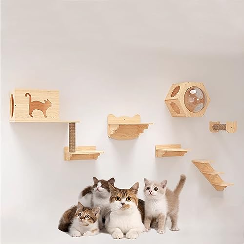 Kletterwand Katzen, Kratzbaum Wand, Katzenwand, Katzen-Wandregale, Platzsparend, zum Klettern, Schlafen, Spielen (Size : B6-8PCS) von IMIDIA