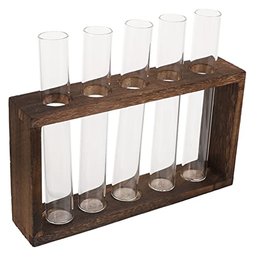 IMIKEYA 1Stück Vintage Holzständer Mit Glasvasen Hydroponischer Pflanzer Für Tischdeko Für Luftpflanzen Und Blumenarrangements Dekorative Glasvase von IMIKEYA