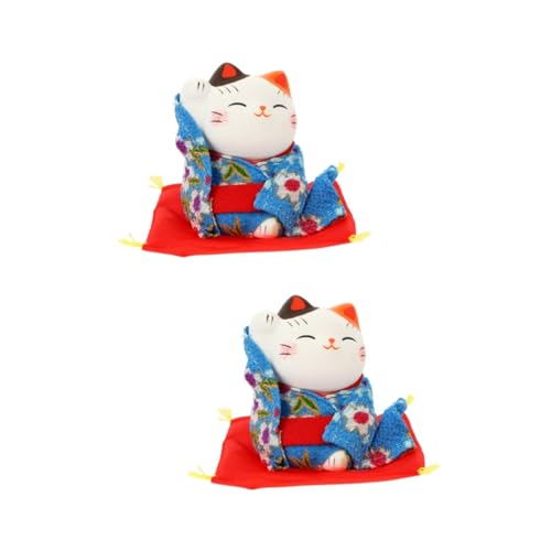 IMIKEYA 2 STK glückliche Katzenverzierung Niedlich Solar-Katze Katzenhalsband Katzenfuttermatte Katzenmotiv da Einzigartige Ornamente Katzendekor auf dem Tisch Desktop-Katzendekor Gips rot von IMIKEYA