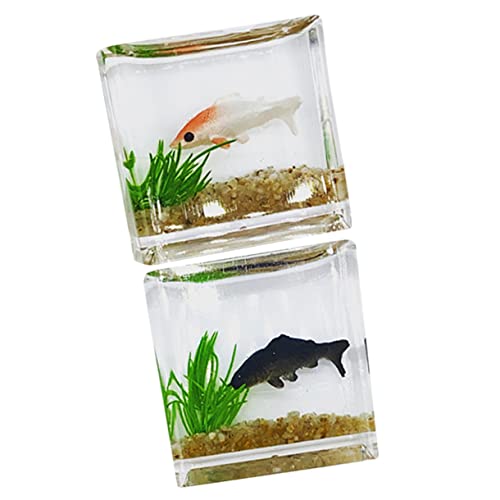 IMIKEYA 2stücke Mini-Aquarium Modell Mit Kunstfisch Für Miniatur-Haus Dekoration Kleines Simulations-Aquarium Für Partygeschenke Und Heimdekoration von IMIKEYA