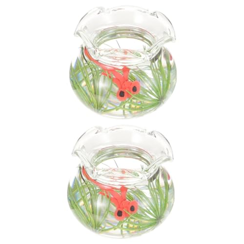 IMIKEYA 2 Stück Mini Goldfischglas Miniatur-Szenendekor Miniatur Fischglas Panzer Mini-Aquarium- Home Decor wohnungseinrichtung Aquarium mit Fischmodell Simulations-Aquarium-Modell von IMIKEYA
