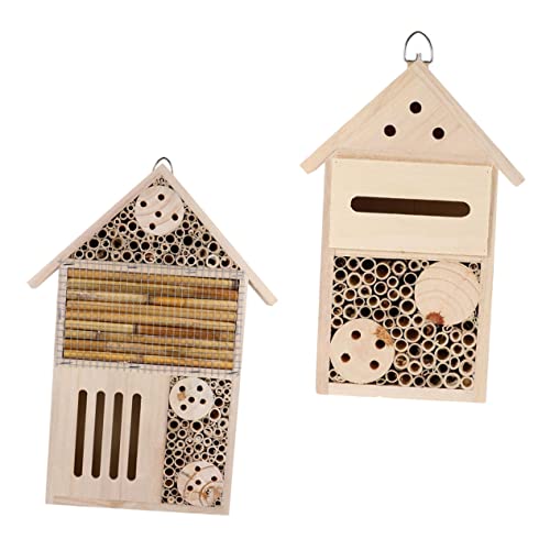 IMIKEYA 2Stücke Bienenhaus Dekoration für Garten Holz Insektenhotel zur Beobachtung von Insekten und Bienen Einzigartiges Design für von IMIKEYA