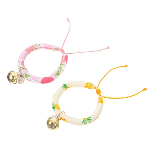 IMIKEYA 2Stücke Einstellbares Katzenhalsband Mit Glöckchen Niedliches Und Sicheres Pet Zubehör Für Kätzchen Und Kleine Haustiere Pineapple von IMIKEYA