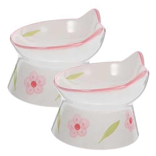 IMIKEYA 2Stücke Erhöhte Keramik Futter Und Wasserschalen Für Katzen Und Kleine Ergonomisches Design Für Bequemes Fressen Zu Reinigen Und Hygienisch Für Haustiere von IMIKEYA