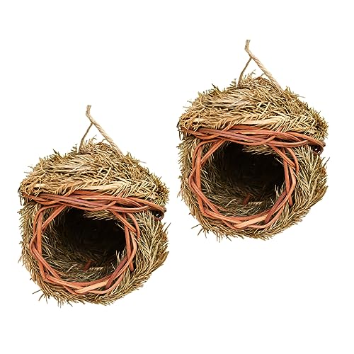 IMIKEYA 2Stücke Handgewebte Strohvogelkäfige Hängende Vogelhäuser Aus Naturmaterial Kreative Garten Dekoration Sanftem von IMIKEYA