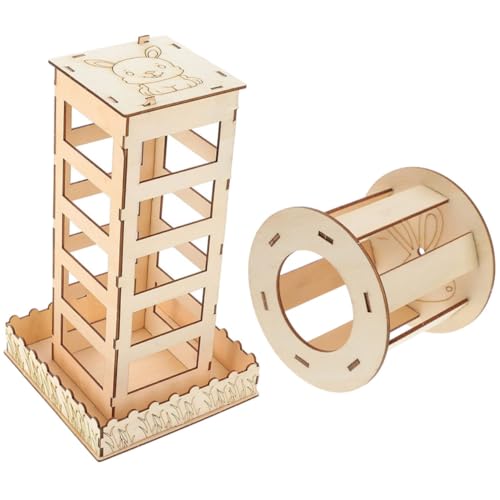 IMIKEYA 2Stücke Holz Heuhändler für Heu Racks für Kleine Haustiere zur Minimierung von Heuabfall und Einfacher Installation im Käfig von IMIKEYA