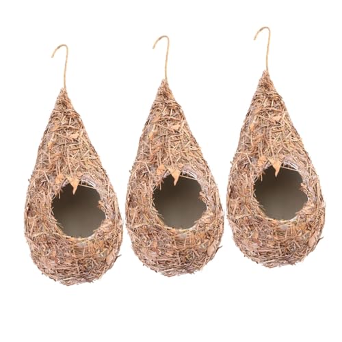 IMIKEYA 3Stücke Hängendes Vogelhaus aus Gras Dekorative Vogelhütte für Garten und Umweltfreundliches für Nistplätze und Vogelverstecke von IMIKEYA