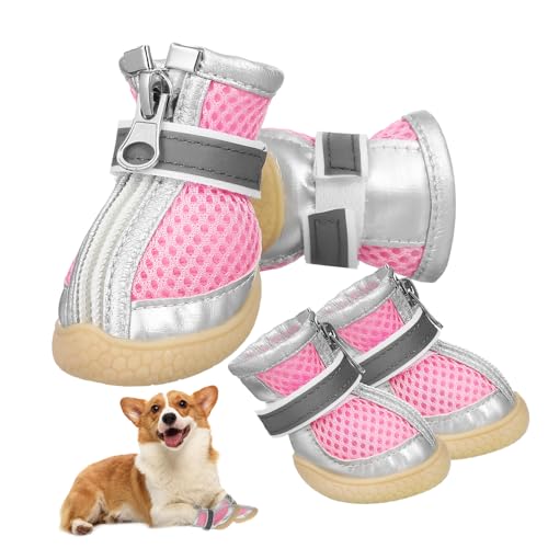 IMIKEYA 4Stücke Hundeschuhe Für Kleine rutschfeste Pfotenschützer Aus Atmungsaktivem Mesh Für Schützt Und Kälte Und Funktional von IMIKEYA