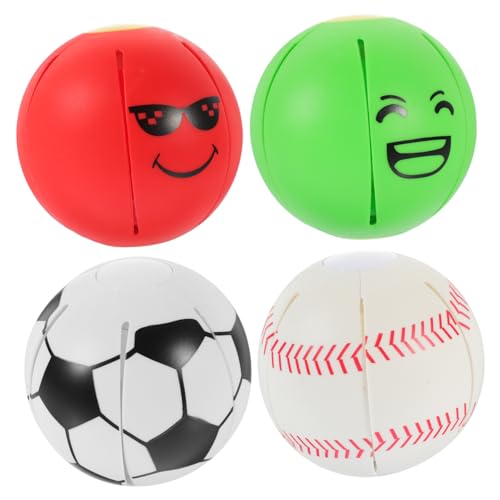 IMIKEYA 4Stücke Interaktives Druckknopf Bouncy Ball Fliegende Untertasse und Kugelform Bissfestes für Aktives und Training für Kleine bis Große von IMIKEYA