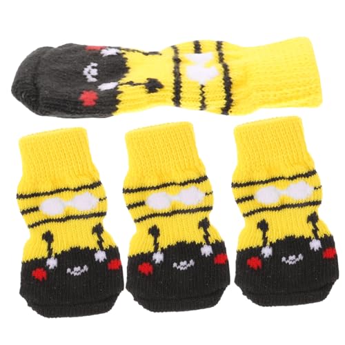IMIKEYA 4Stücke rutschfeste Haustiersocken für Kleine Bequeme Baumwoll Wärmesocken Pfotenschutz für Winter Waschbar und Atmungsaktiv für Reisen und Kalte von IMIKEYA