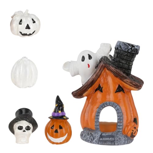 IMIKEYA 5 Stück Teiliges Halloween Aquarium Deko Set Fischversteck Höhle Ornament für Fischbecken Einzigartiges Kürbis und Skelettdesign Vielseitig für Aquarium Terrarium Party und von IMIKEYA