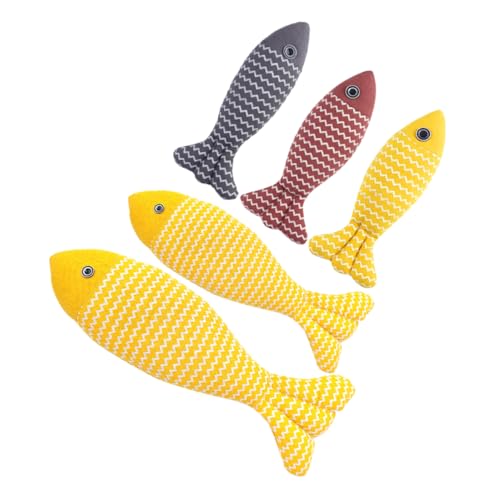 IMIKEYA 5Stücke Interaktives Katzenspielzeug Weiche Katzenminze im Fischdesign für Drinnen und Langlebiges für Kätzchen und Katzen Atmungsaktive Materialien von IMIKEYA