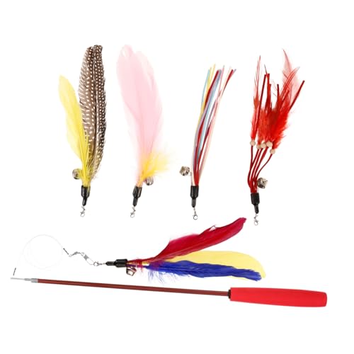 IMIKEYA 6stücke Katzenangeln Spielzeuge Teaser Sticks Mit Verstellbarem Griff Und Ersatzköpfen Für Katzen Zum Spielen Necken Von Kätzchen von IMIKEYA
