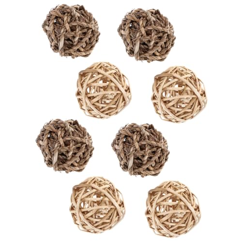 IMIKEYA 8 Stücke Kauspielzeug für Kaninchen Stroh Weideball für Kleintiere Handgemachte Kaubälle für Zahnpflege Umweltfreundliches Spielzeug für Hasen und Meerschweinchen von IMIKEYA