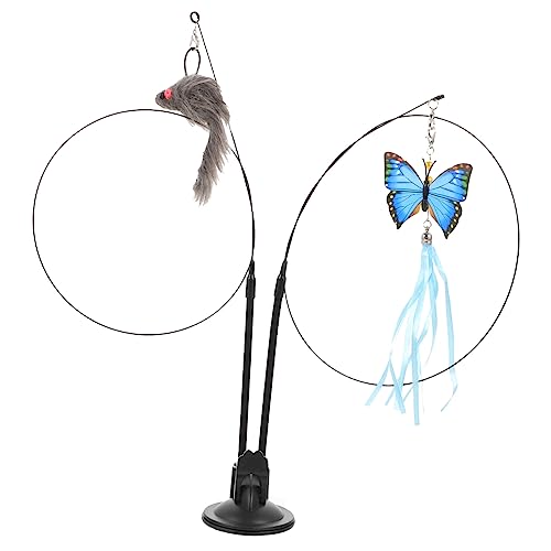 IMIKEYA Doppelseitiger Kätzchen Teaser Stick Mit Saugnapf Interaktives Katzenspielzeug Mit Wechselbaren Federköpfen Schmetterling Graue Für Stundenlangen Spielspaß IMIKEYA Doppelseitiger Kätzchen Teaser Stick Mit Saugnapf Interaktives Katzenspielzeug Mit Wechselbaren Federköpfen Schmetterling Graue Für Stundenlangen Spielspaß von IMIKEYA