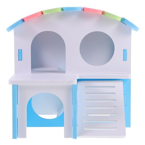 IMIKEYA Doppelstöckiges Hamsterhaus Hamsterversteck Für Kleine Chinchilla Villa Habitat Für Zwerghamster Und Meerschweinchen Tunnel Und Dekorativem Design von IMIKEYA