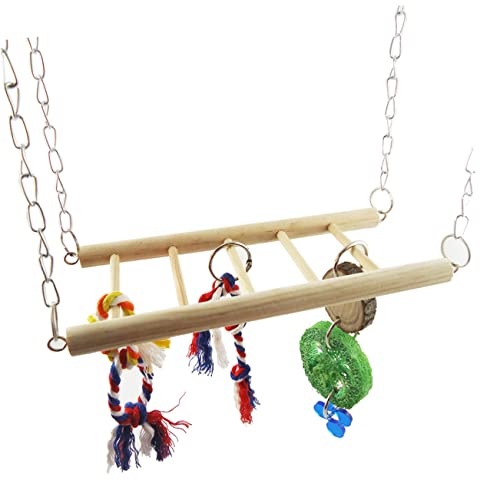 IMIKEYA Hamster Holzschaukel Mit Kletterbrücke Für Kleine Papageien Drehbrücke Zufälliger Für Hamster Meerschweinchen Und Andere Kleintiere von IMIKEYA