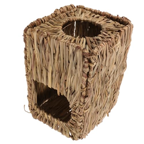 IMIKEYA Handgewebtes Kaninchenhaus aus Stroh Kleines Haustier Versteck für Hamster und Dekoratives Nest für Käfige und Spielplatz von IMIKEYA