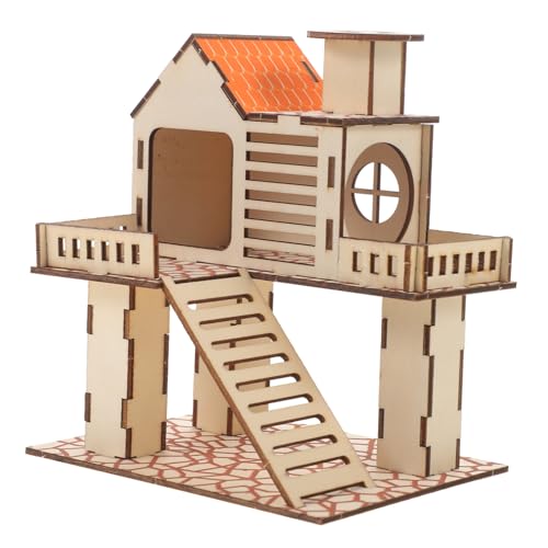 IMIKEYA Holz Hamsterhaus Multi Kammern Versteck für Kleine Haustiere für Zwerghamster Rennmäuse und Degus Sicherer Lebensraum und Spielplatz aus Holz von IMIKEYA