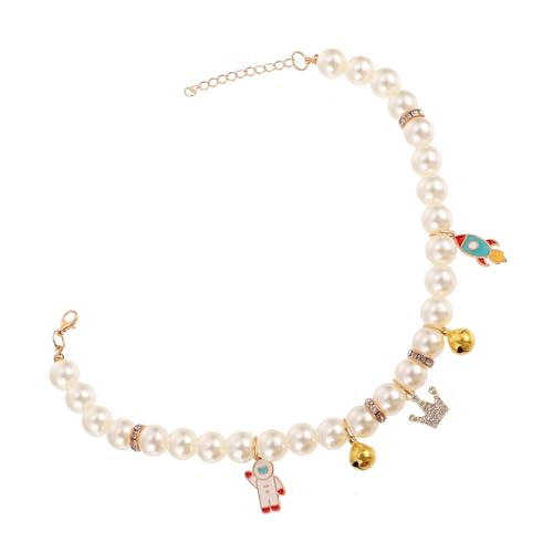 IMIKEYA Kätzchen Bell Collar Handgemachte Perlenhalskette mit Krone für Haustiere Anpassbar und Sicher für Feiern Fotoshootings und Täglichen Gebrauch und Bequem von IMIKEYA