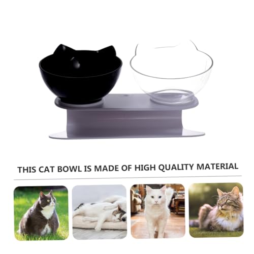 IMIKEYA Katzenfutterschale Mit Neigungsdesign Doppelter Katzenfutter Und Wassernapf rutschfest Aus Hochwertigem Kunststoff Und Transparent Für Katzen Und Kleine von IMIKEYA