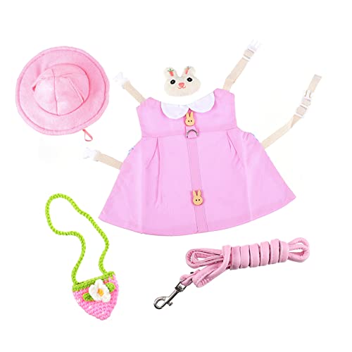 IMIKEYA Katzenwesten Set Mit Leine Und Zubehör Niedliches Hasenkostüm Für Kleine Haustiere Atmungsaktive Weste Hut Und Hängetasche Training von IMIKEYA