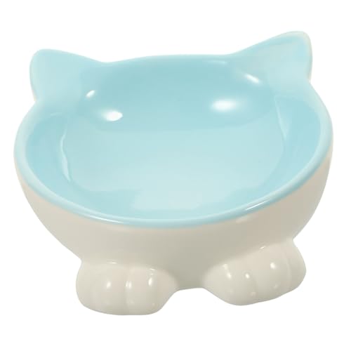 IMIKEYA Keramische Katzenschüssel Mit Niedlichem Katzenohr Design Geneigter Futternapf Für Komfortables Fressen Für Innenkatzeschalen Hochwertiges Keramikmaterial von IMIKEYA