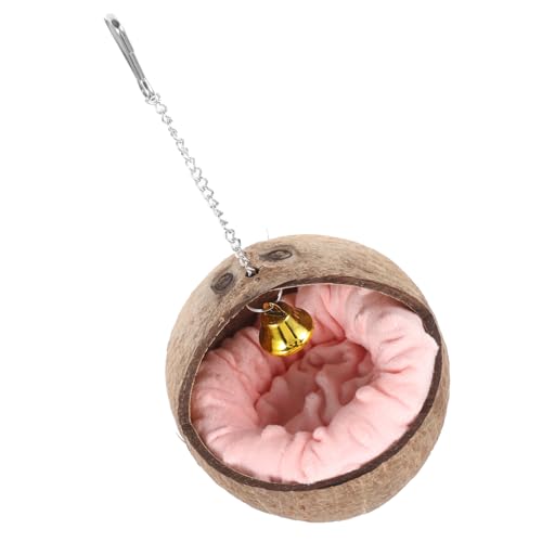 IMIKEYA Kokosnuss Vogelhaus für Kleine Nager Natürliches Zartes mit Warmem Pad für Papageien Sittiche Hamster und Andere Kleintiere von IMIKEYA