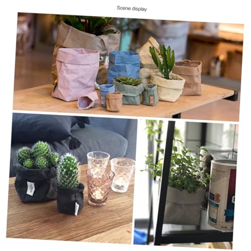 IMIKEYA Kraftpapierbehälter Schwarzgrün Waschbarer Dekorativer Papiertüten Organizer Für Blumentöpfe Und Aufbewahrung Vielseitig Einsetzbar von IMIKEYA