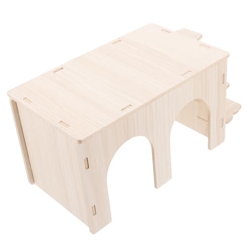 IMIKEYA Meerschweinchen Versteckhaus aus Holz mit Rampe Lebensraum für Kleine Nager Verschleißfest für Hamster und Rennmäuse Sicheres Schlaf und Entspannungszubehör von IMIKEYA