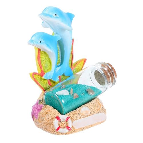 IMIKEYA Treibflasche mit Delfinfigur Kleines Aquarium Desktop Ornament Dekorative Meereslandschaft für Wohnzimmer Büro Schreibtisch Kunstvolle Küstendekoration von IMIKEYA